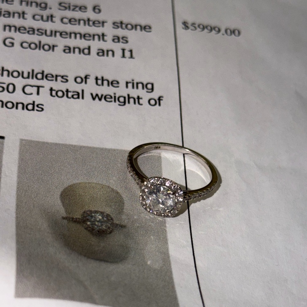 14k white gold 1.02 CT halo ring